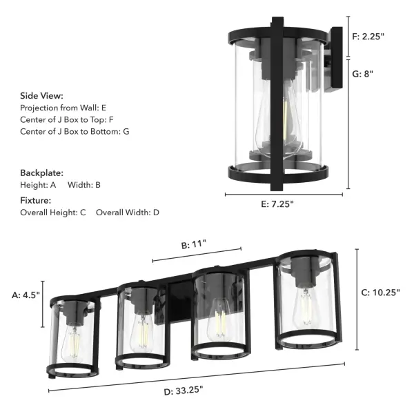 Astwood Four Light Bathroom Vanity in Matte Black - Image 11