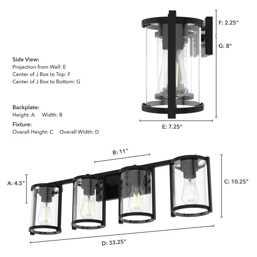 Astwood Four Light Bathroom Vanity in Matte Black - Image 11