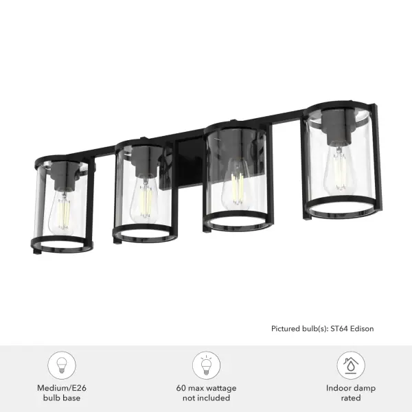 Astwood Four Light Bathroom Vanity in Matte Black - Image 8