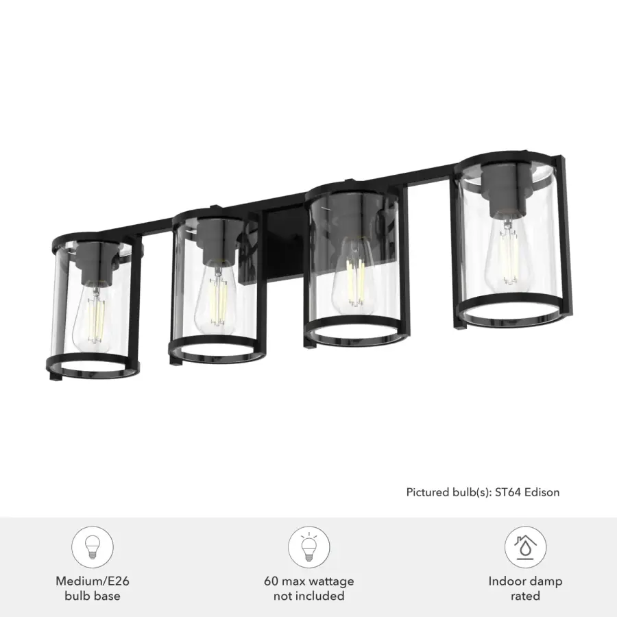 Astwood Four Light Bathroom Vanity in Matte Black - Image 8