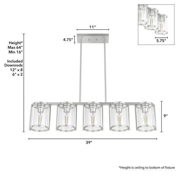 Astwood Five Light Linear Chandelier in Matte Black - Image 11