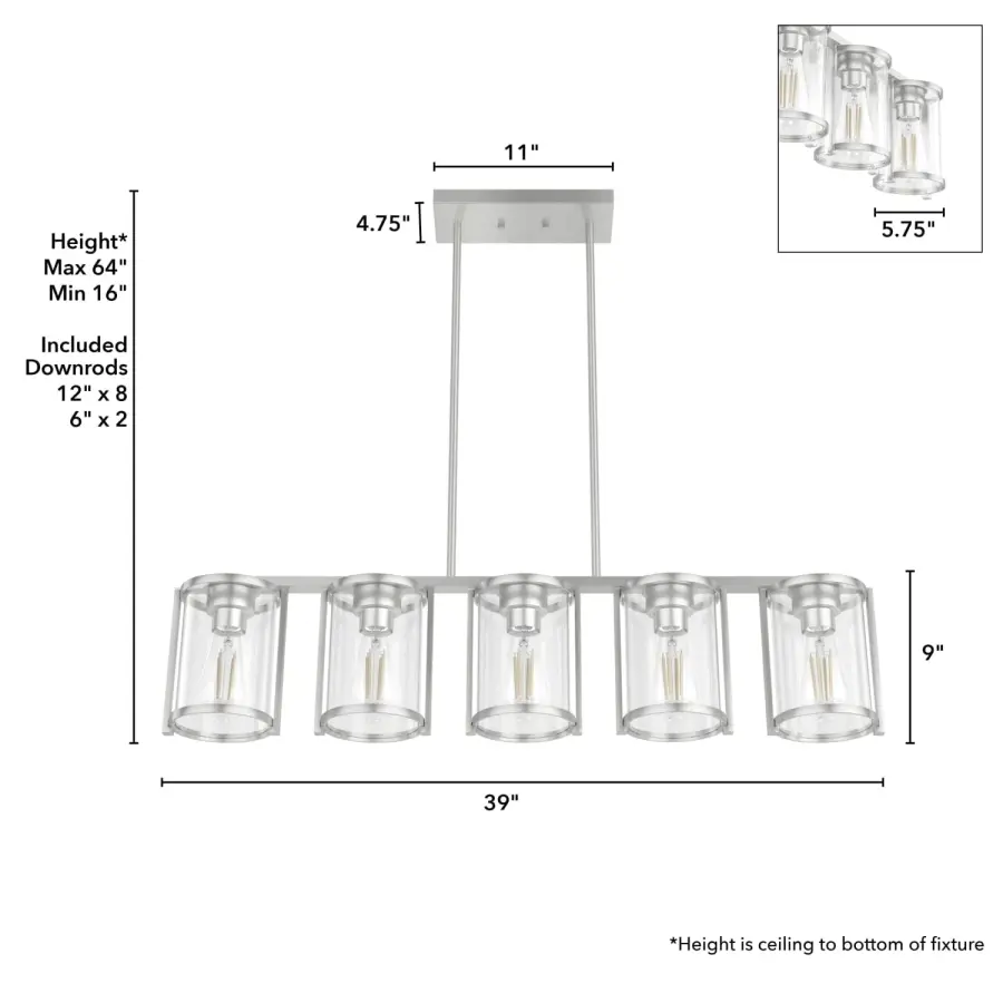Astwood Five Light Linear Chandelier in Matte Black - Image 11