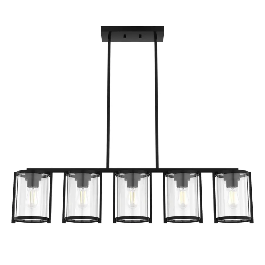 Astwood Five Light Linear Chandelier in Matte Black - Image 19