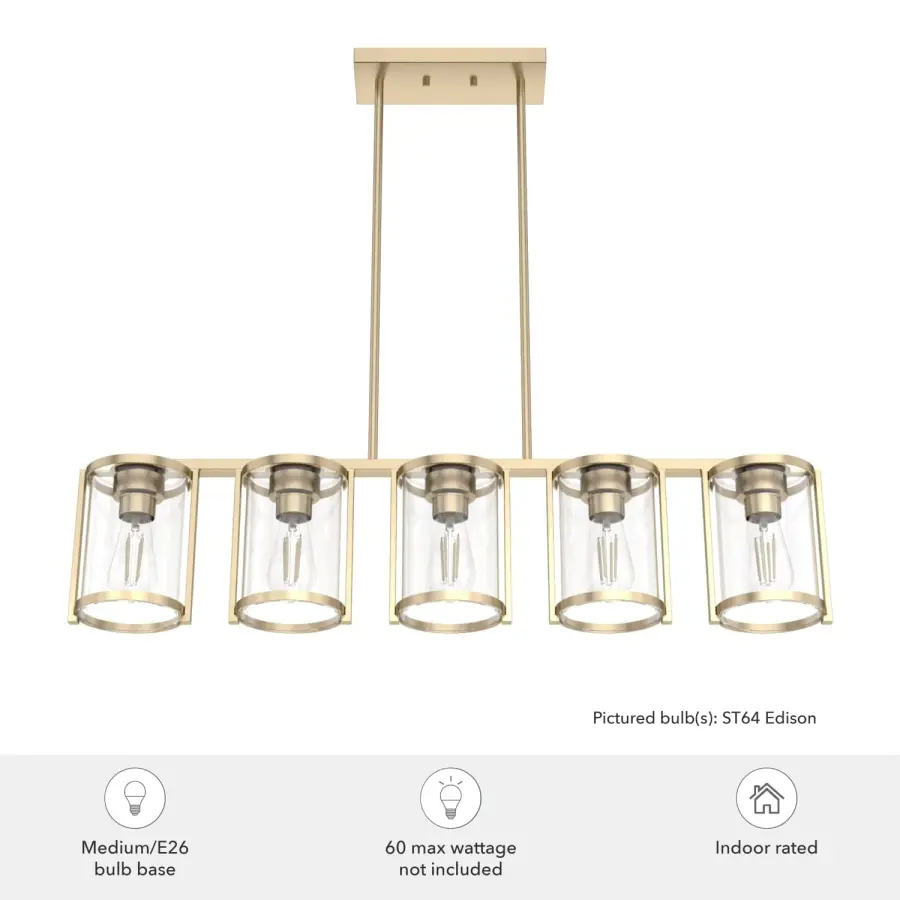 Astwood Five Light Linear Chandelier in Matte Black - Image 7