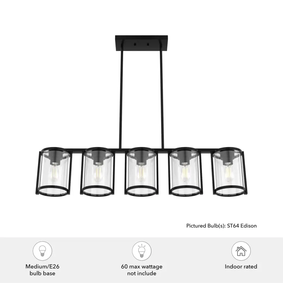 Astwood Five Light Linear Chandelier in Matte Black - Image 9