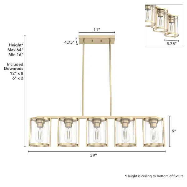 Astwood Five Light Linear Chandelier in Matte Black - Image 10