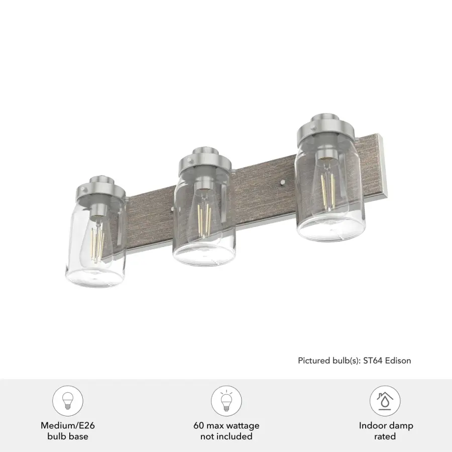 Devon Park Three Light Bathroom Vanity in Brushed Nickel - Image 5