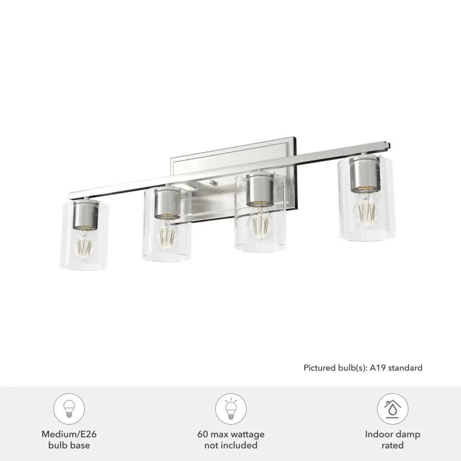 Kerrison Four Light Bathroom Vanity in Brushed Nickel - Image 6