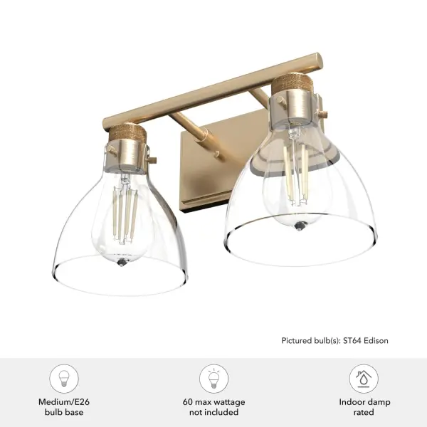 Van Nuys Two Light Bathroom Vanity in Alturas Gold - Image 5
