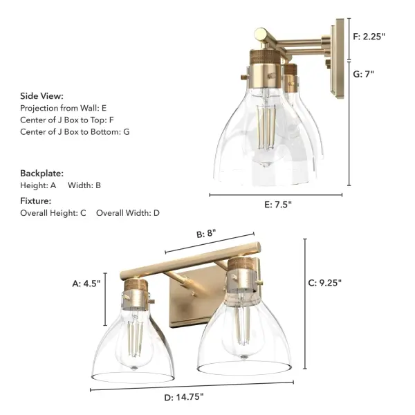 Van Nuys Two Light Bathroom Vanity in Alturas Gold - Image 7