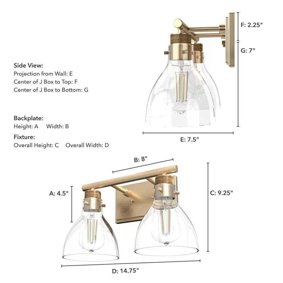 Van Nuys Two Light Bathroom Vanity in Alturas Gold - Image 7