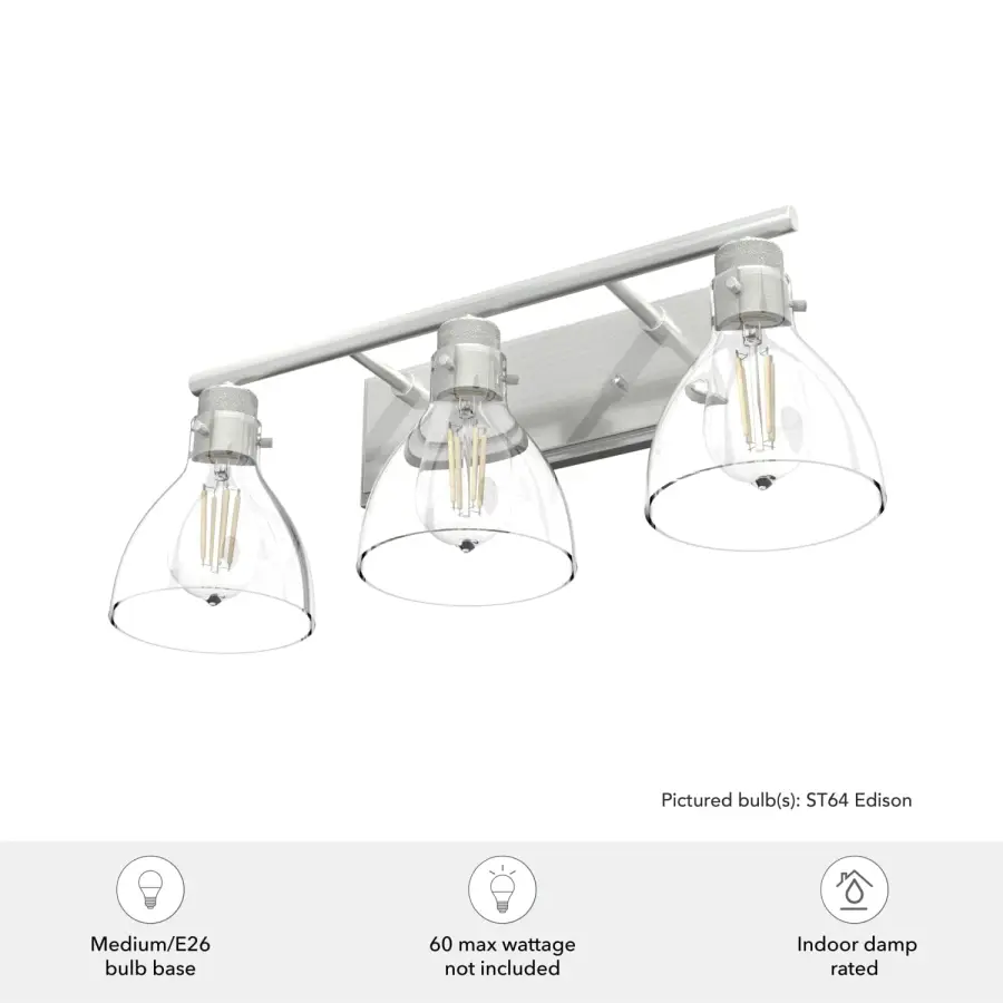 Van Nuys Three Light Bathroom Vanity in Brushed Nickel - Image 6