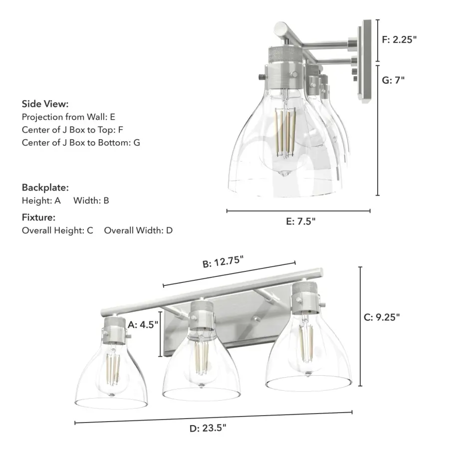 Van Nuys Three Light Bathroom Vanity in Brushed Nickel - Image 9