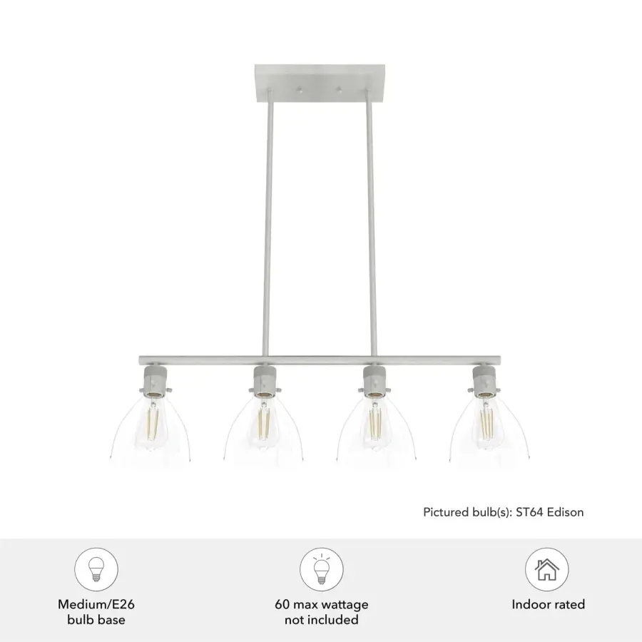 Van Nuys Four Light Linear Chandelier in Brushed Nickel - Image 5