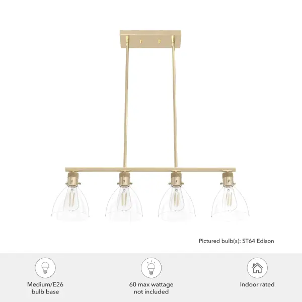 Van Nuys Four Light Linear Chandelier in Brushed Nickel - Image 6