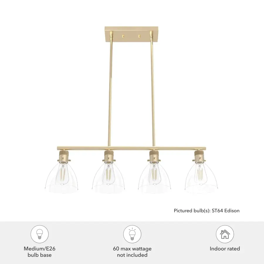 Van Nuys Four Light Linear Chandelier in Brushed Nickel - Image 6