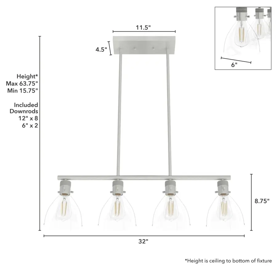 Van Nuys Four Light Linear Chandelier in Brushed Nickel - Image 7
