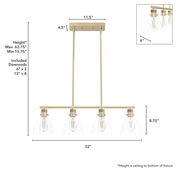Van Nuys Four Light Linear Chandelier in Brushed Nickel - Image 8