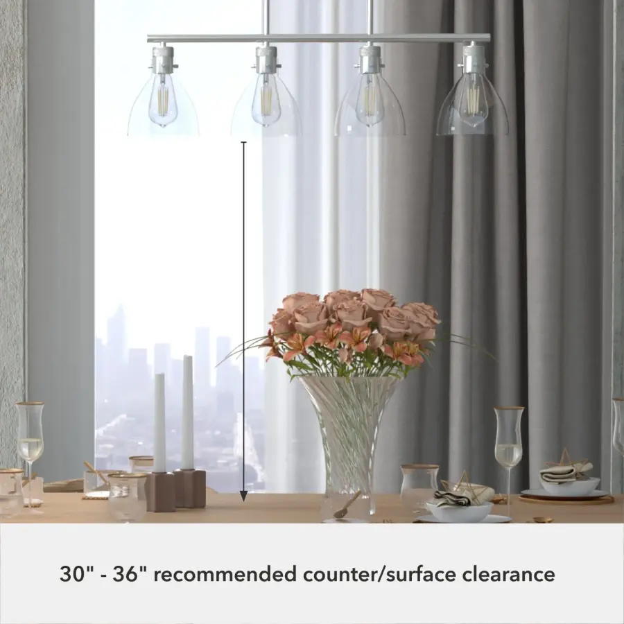 Van Nuys Four Light Linear Chandelier in Brushed Nickel - Image 9
