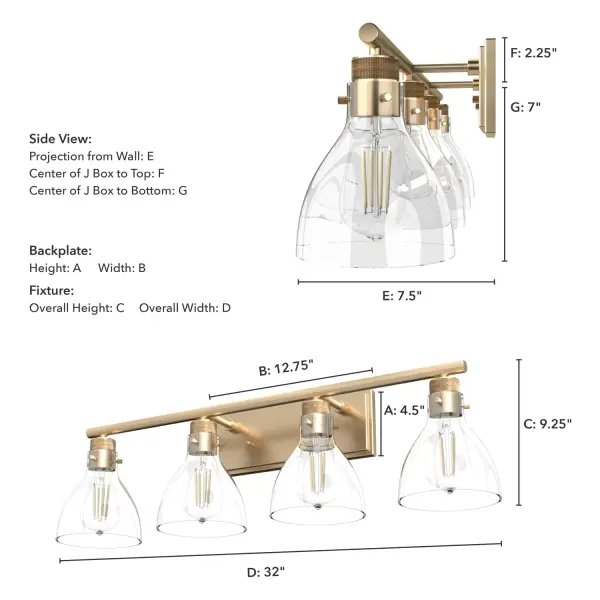Van Nuys Four Light Bathroom Vanity in Alturas Gold - Image 7