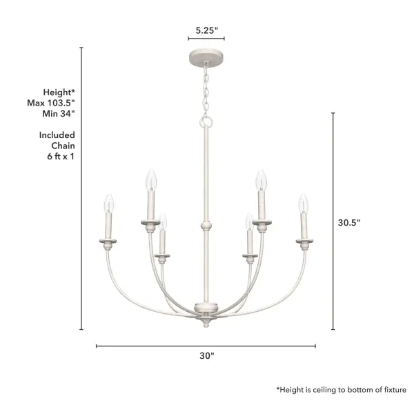 Southcrest Six Light Chandelier in Distressed White - Image 11
