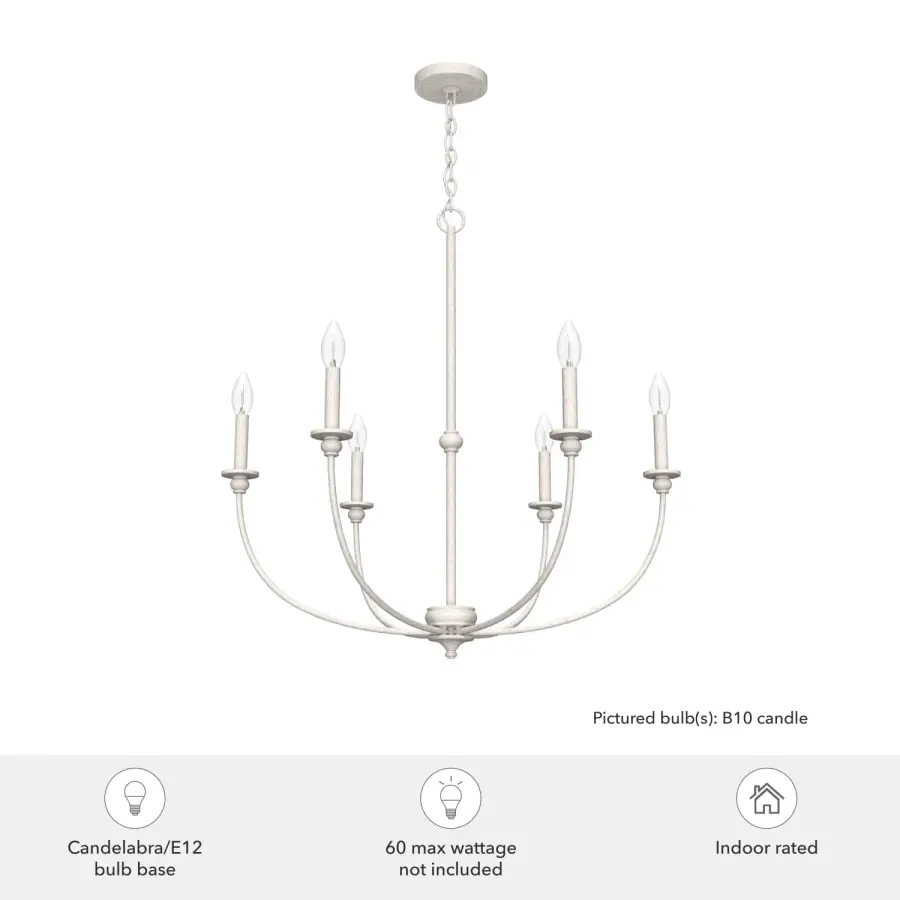Southcrest Six Light Chandelier in Distressed White - Image 8