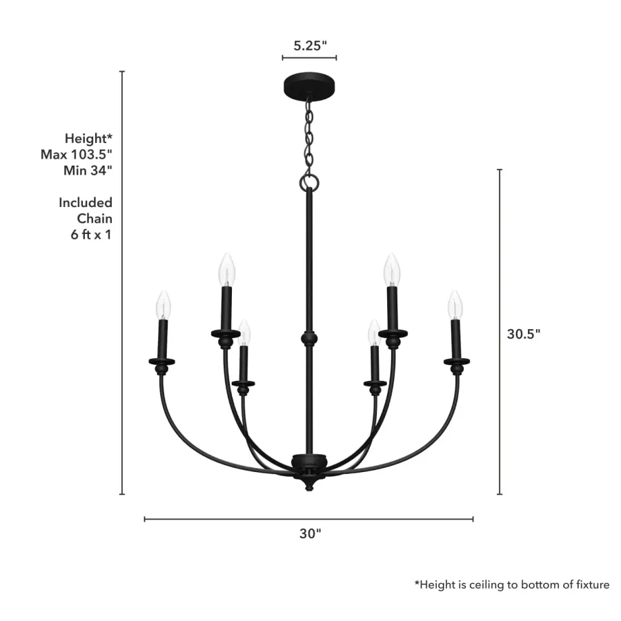 Southcrest Six Light Chandelier in Distressed White - Image 10