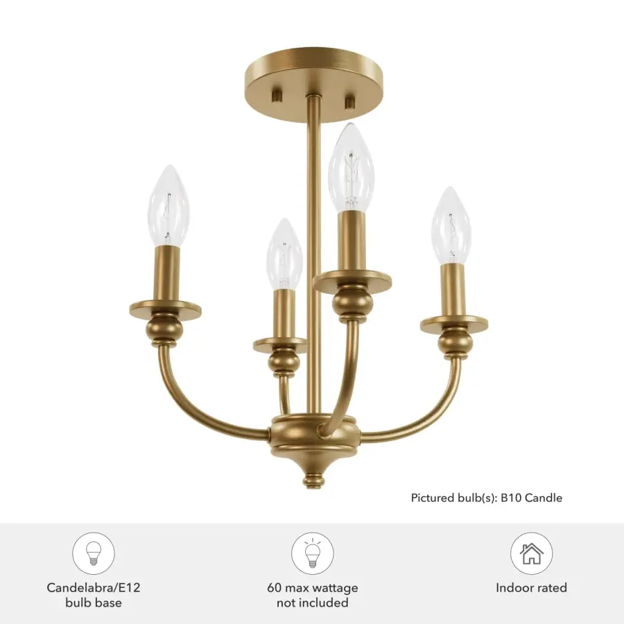 Southcrest Four Light Semi-Flush Mount in Luxe Gold - Image 8