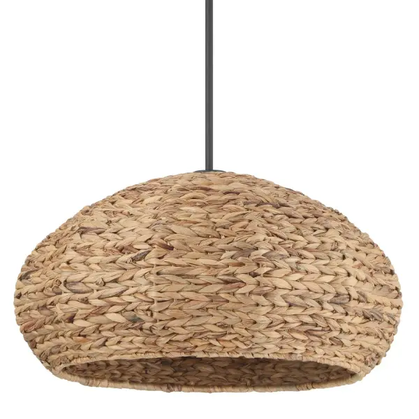 Craft a statement with the Cambria 3 Light Extra Large 24 Inch Pendant Dome, featuring a natural seagrass shadethat adds texture, warmth, and organic charm to any room. Designed for indoor spaces like kitchens, dining rooms, and entryways, this pendant showcases a transitional style, blending smooth, relaxed lines with a modern dome silhouette. Celebrating natural light, it creates a soft, inviting glow while making a bold yet refined statement. The Cambria pendant dome brings effortless sophistication and adaptable elegance to both contemporary and timeless interiors. Rated for Indoor use only. Requires 3 E26 Bulbs. Bulbs not included. Down Mount Only TRANSITIONAL: Light, relaxed, elegant. MADE FOR INDOORS: For use in indoor spaces like kitchens, bedrooms, living rooms, dining rooms, and entryways. BULB RECOMMENDATION: Maximum 60 W per light bulb or equivalent LED bulb. Bulbs not included. PICTURED HERE: Match our image using G25 Edison light bulbs. Bulbs not included. TRANSITIONAL: The transitional style celebrates natural light and a relaxed feel with smooth, blending details that create warm yet modern spaces with the best of both worlds; elegant, minimal and adaptable. MINIMUM OVERALL HEIGHT: 21.5 inches. Maximum overall height, when all included downrods are used: 69.5 inches. WARRANTY: One-year limited warranty backed by the trusted experts at Hunter.