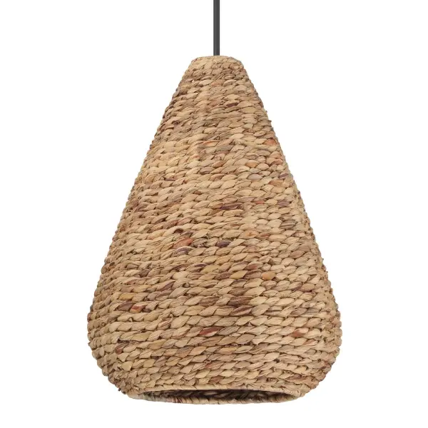 Curate natural charm in your home with the Cambria 3 Light Large 18 Inch Pendant, designed to bring warmth and texture with its natural seagrass shade. Perfect for indoor spaces like kitchens, dining rooms, and entryways, this pendant combines transitional style with a clean, relaxed aesthetic. The thoughtful design highlights natural light, casting a soft, inviting glow that enhances any room. With its timeless appeal and versatile elegance, the Cambria pendant is an ideal centerpiece for creating a balanced blend of modern and classic style. Rated for Indoor use only. Requires 3 E26 Bulbs. Bulbs not included. Down Mount Only TRANSITIONAL: Light, relaxed, elegant. MADE FOR INDOORS: For use in indoor spaces like kitchens, bedrooms, living rooms, dining rooms, and entryways. BULB RECOMMENDATION: Maximum 60 W per light bulb or equivalent LED bulb. Bulbs not included. PICTURED HERE: Match our image using G25 Edison light bulbs. Bulbs not included. TRANSITIONAL: The transitional style celebrates natural light and a relaxed feel with smooth, blending details that create warm yet modern spaces with the best of both worlds; elegant, minimal and adaptable. MINIMUM OVERALL HEIGHT: 33.5 inches. Maximum overall height, when all included downrods are used: 81.5 inches. WARRANTY: One-year limited warranty backed by the trusted experts at Hunter.