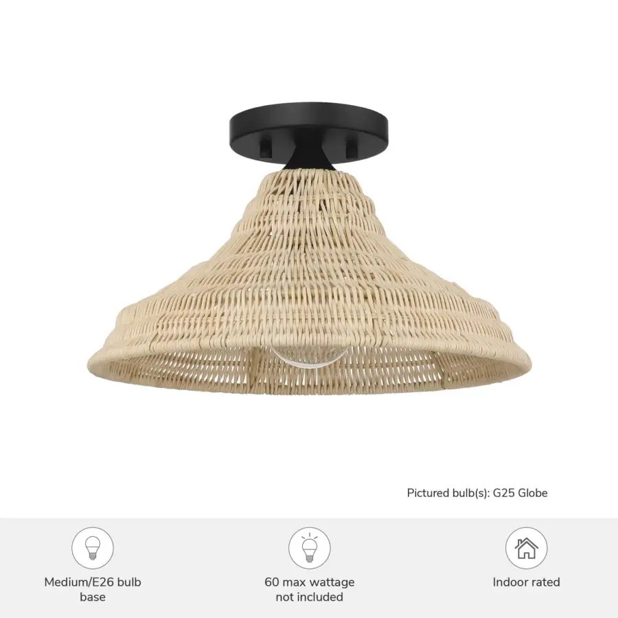Agoura One Light Flush Mount in Matte Black - Image 3