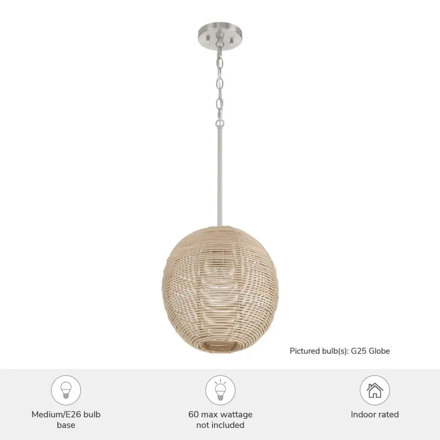 Berkeley One Light Pendant in Brushed Nickel - Image 3