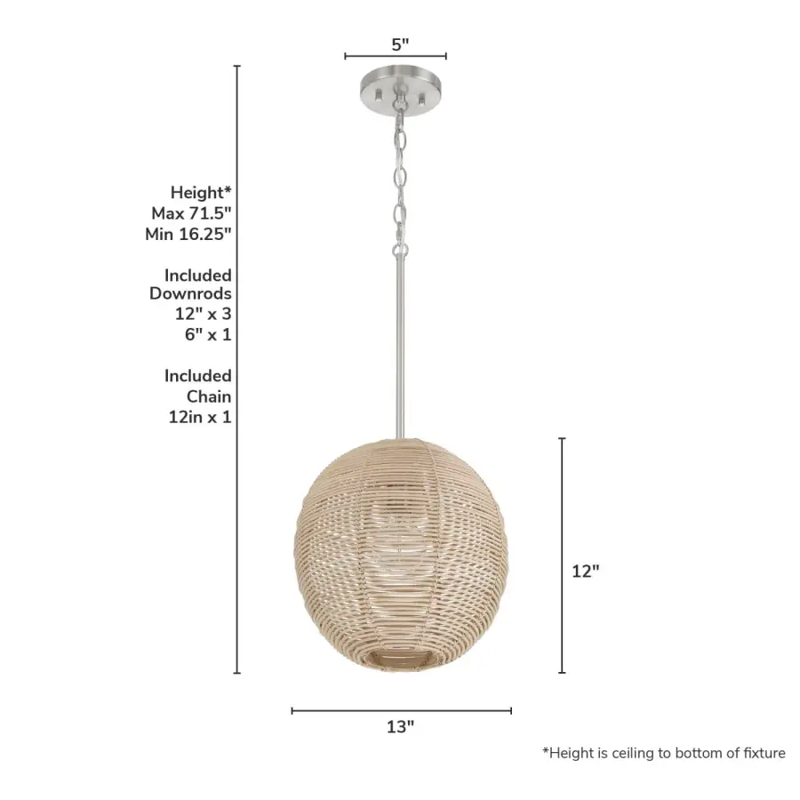 Berkeley One Light Pendant in Brushed Nickel - Image 4