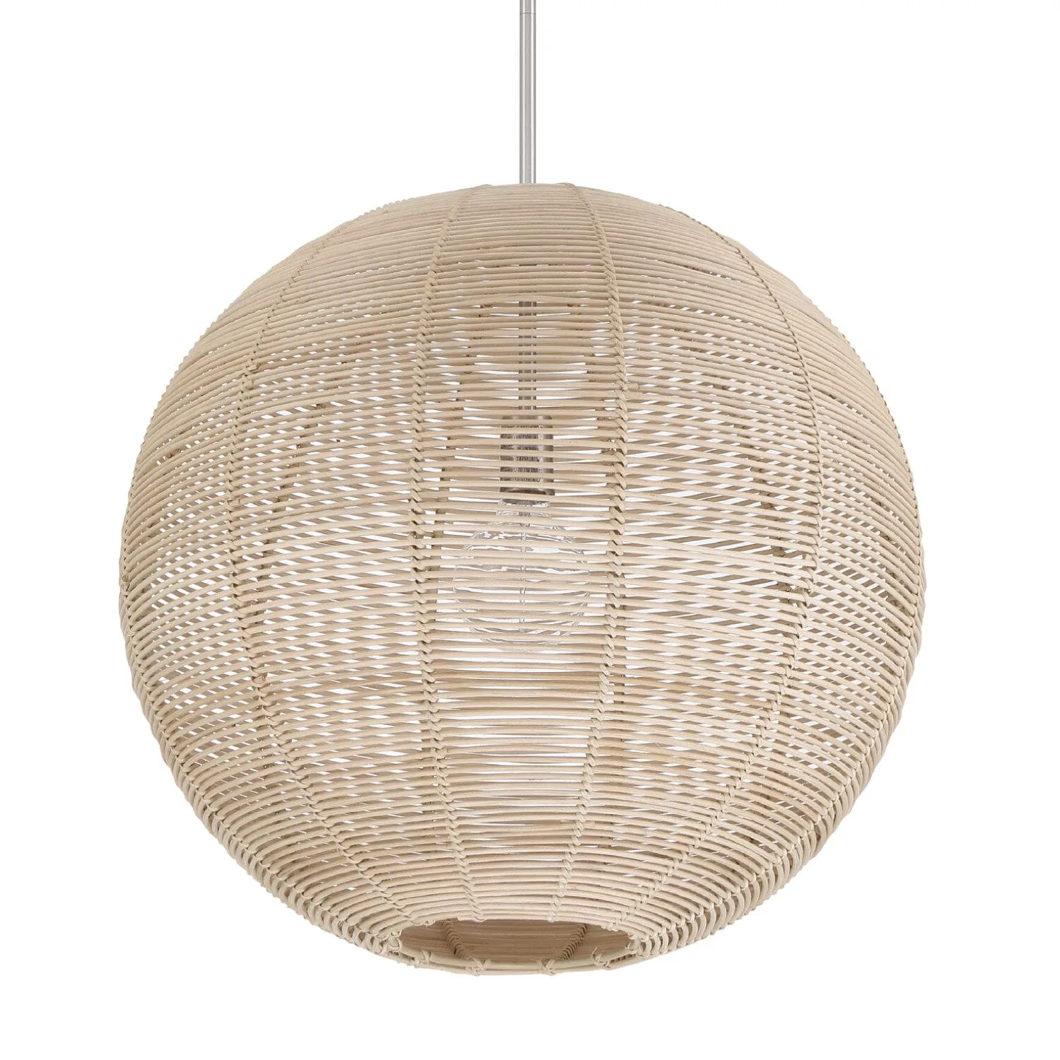 Berkeley Large Rattan Pendant Light in Brushed Nickel
