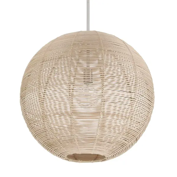 Berkeley Large Rattan Pendant Light in Brushed Nickel - Image 8
