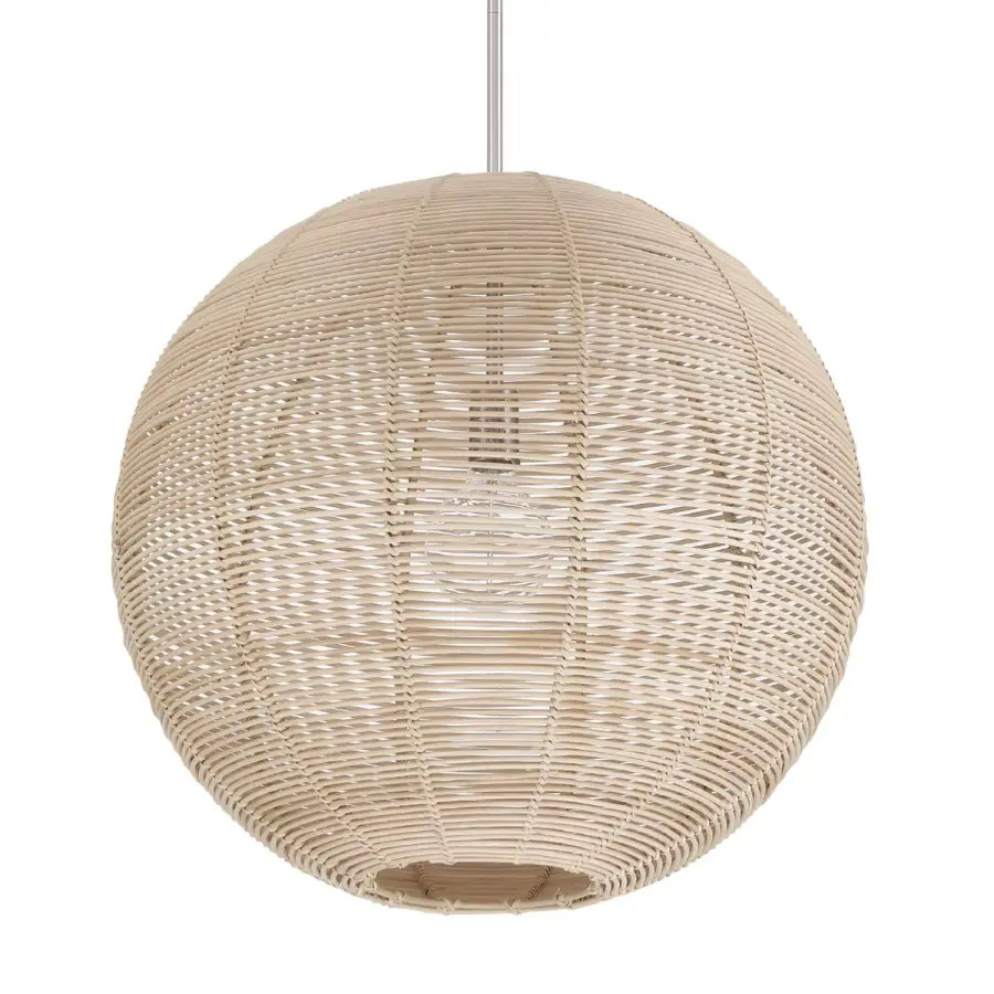 Berkeley Large Rattan Pendant Light in Brushed Nickel - Image 8
