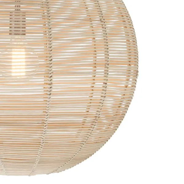 Berkeley Large Rattan Pendant Light in Brushed Nickel - Image 9
