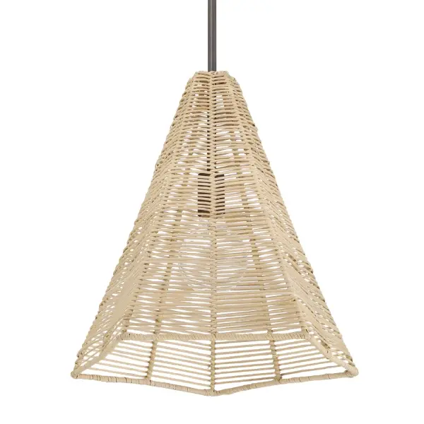 Capture natural warmth in your home with the star-shaped Comet 1 Light Large 16 Inch Pendant, featuring a beautifully crafted natural rattan shade that adds texture and organic charm to any space. Perfect for indoor areas like kitchens, dining rooms, and entryways, this pendant showcases transitional style, blending smooth lines and relaxed details with modern versatility. Designed to highlight natural light, it creates a soft, inviting glow that enhances both contemporary and timeless interiors. The Comet pendant is an elegant yet adaptable statement piece, perfect for creating a warm and welcoming atmosphere in your home. Rated for Indoor use only. Requires 1 E26 Bulbs. Bulbs not included. Down Mount Only TRANSITIONAL: Light, relaxed, elegant. MADE FOR INDOORS: For use in indoor spaces like kitchens, bedrooms, living rooms, dining rooms, and entryways. BULB RECOMMENDATION: Maximum 60 W per light bulb or equivalent LED bulb. Bulbs not included. PICTURED HERE: Match our image using G25 Edison light bulbs. Bulbs not included. TRANSITIONAL: The transitional style celebrates natural light and a relaxed feel with smooth, blending details that create warm yet modern spaces with the best of both worlds; elegant, minimal and adaptable. MINIMUM OVERALL HEIGHT: 25.25 inches. Maximum overall height, when all included downrods are used: 73.25 inches. WARRANTY: One-year limited warranty backed by the trusted experts at Hunter.