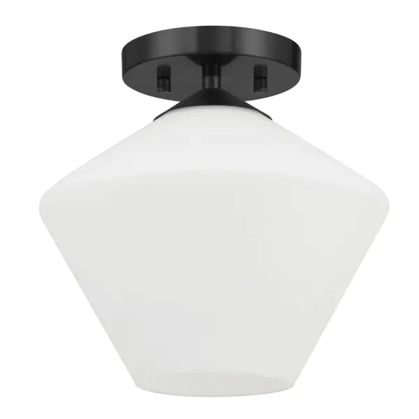 Capture a welcoming ambiance in your foyer, hallway, or pantry with the Celestial Valley 1 Light Small Flush. Featuring a modern design with matte cased white glass shades, this flush mount light brings a touch of sophistication to even the smallest spaces. Its clean lines and versatile style seamlessly blend with both contemporary and classic interiors. Whether brightening a welcoming entryway or adding a warm, inviting glow to functional areas, the Celestial Valley flush light delivers a polished and elegant look that elevates any room. Rated for Indoor use only. Striking diamond glass adds elegance and texture. Down Mount Only MODERN: Clean lines, minimal, natural. MADE FOR INDOORS: For use in indoor spaces like kitchens bedrooms, living rooms, dining rooms, and entryways. DIAMOND GLASS: Features a striking diamond glass design that adds depth, texture, and a touch of elegance to any space while enhancing light diffusion. BULB RECOMMENDATION: Maximum 60 W (E26) per light bulb or equivalent LED bulb. Bulbs not included. MODERN: The clean lines of the modern style uses a monochromatic color palette the inspires with clean lines, minimalism, natural materials, and natural light. FITS YOUR WALL: Measures 24.2 wide by 7.2 high, with an 8.4 wall projection and a 5.12 backplate height—all in inches. WARRANTY: One-year limited warranty backed by the trusted experts at Hunter.
