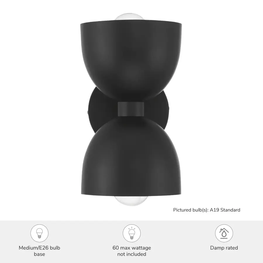 Erling Two Light Wall Sconce in Matte Black - Image 6