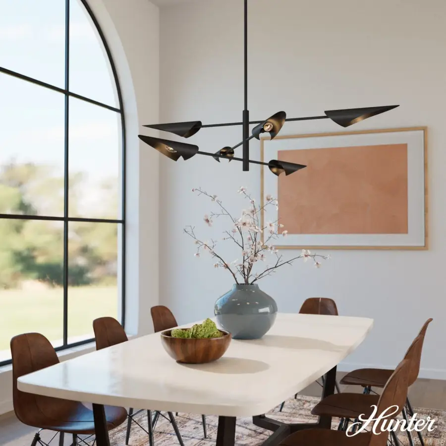 Merian 6-Light Linear Chandelier in Matte Black - Image 2