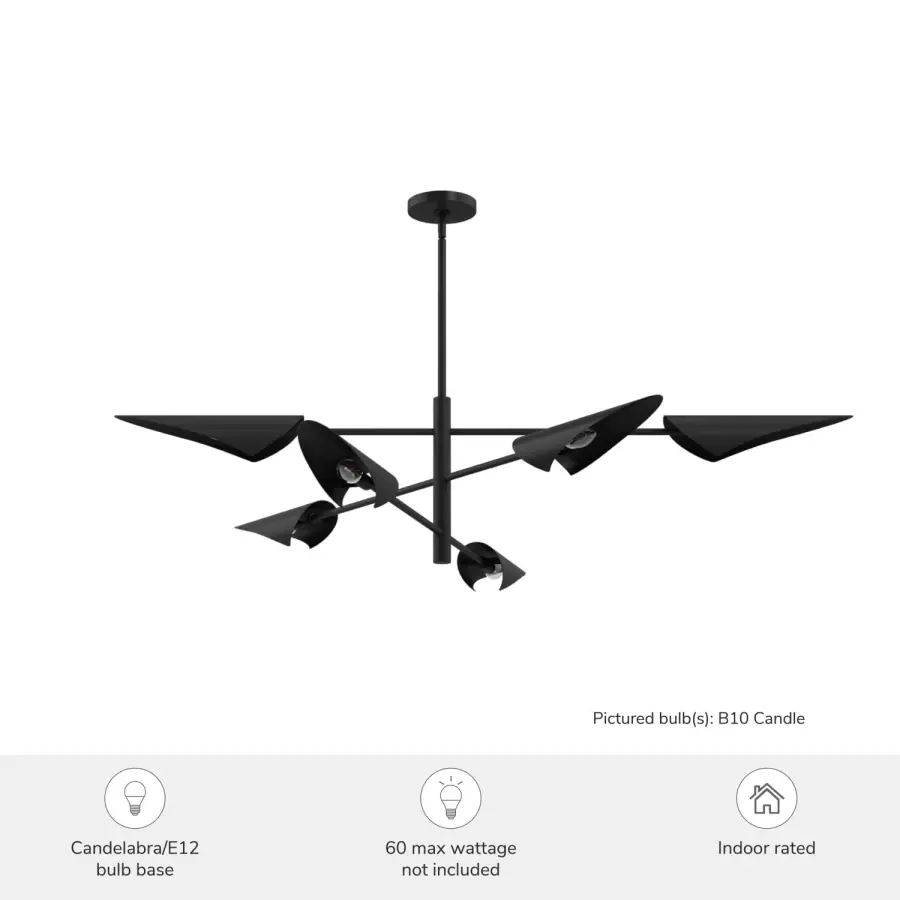 Merian 6-Light Linear Chandelier in Matte Black - Image 3