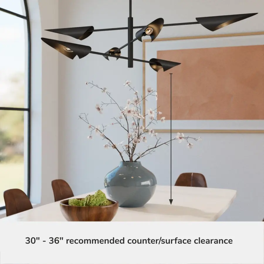 Merian 6-Light Linear Chandelier in Matte Black - Image 6