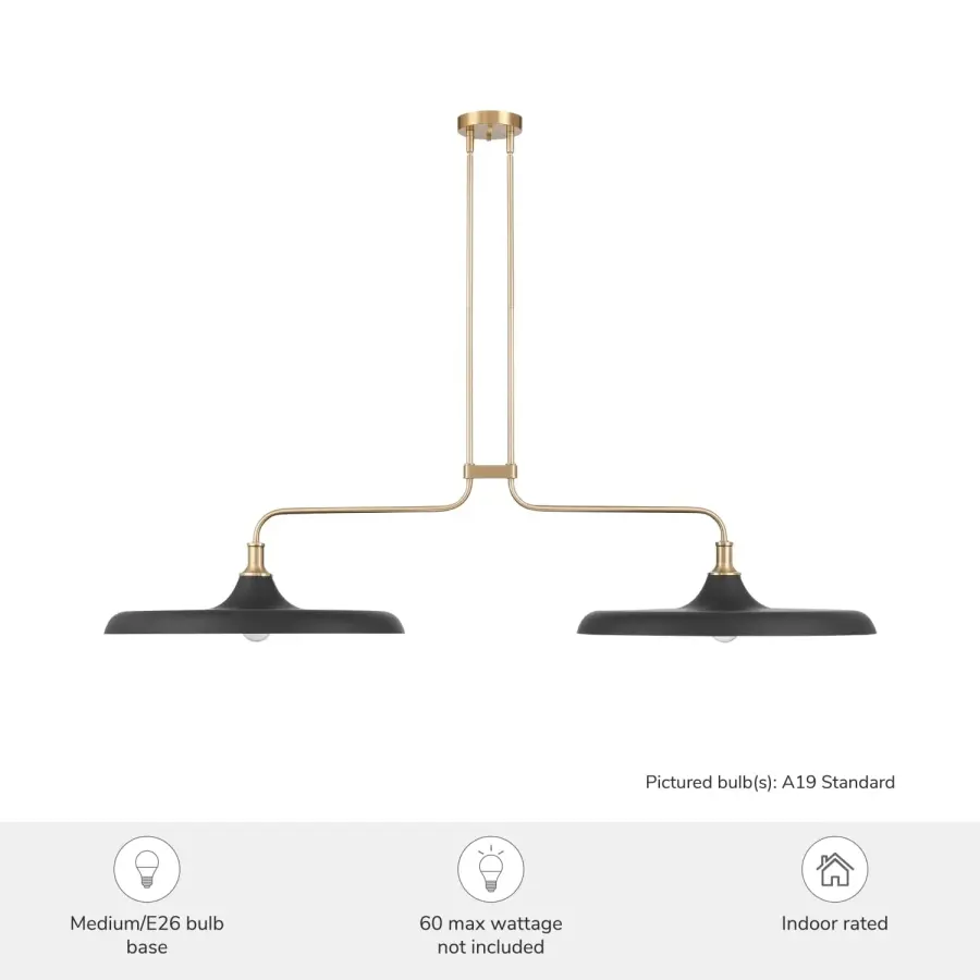 Moriso Two Light Linear Chandelier in Matte Black - Image 3