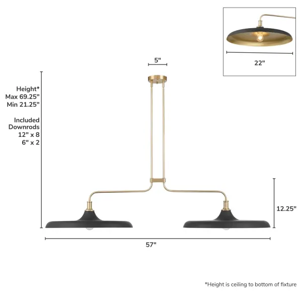 Moriso Two Light Linear Chandelier in Matte Black - Image 4