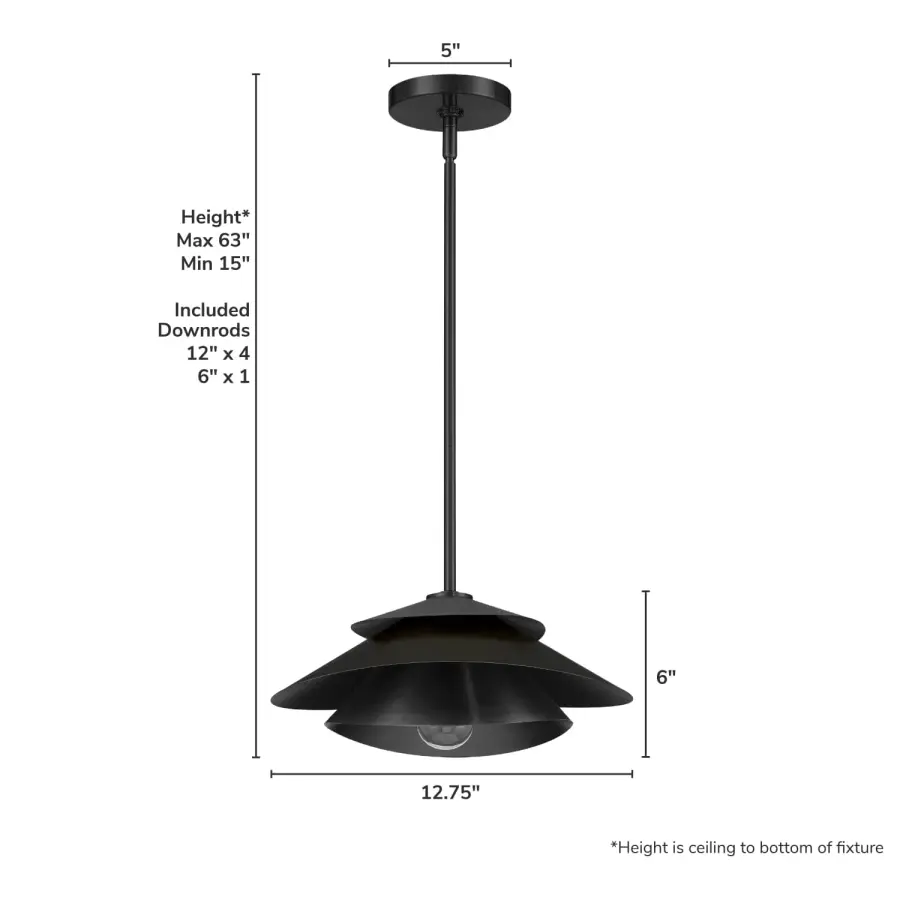Hiro Large Pendant in Matte Black - Image 8