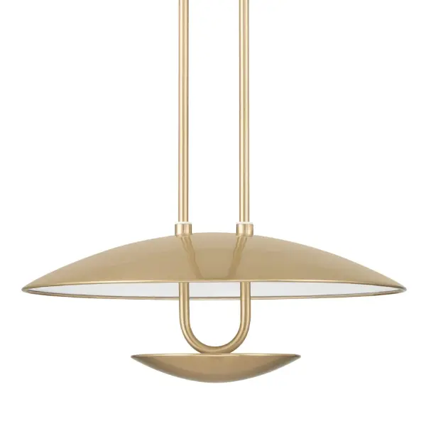 Modern versatility with a warm twist. The Sunset Ridge Pendant brings transitional charm to your kitchen, dining room, or entryway with its sleek lines and adaptable elegance. A directional shade reflector lets you adjust the light angle, blending form and function with effortless style. Its customizable hanging options add design flexibility, while the minimalist silhouette and refined finishes create a warm, modern ambiance—perfect for spaces that feel as good as they look. Rated for Indoor use only. Down Mount Only TRANSITIONAL: Light, relaxed, elegant. Includes (8) 12 inch stems and (2) 2 inch stems. MADE FOR INDOORS: For use in indoor spaces like kitchens bedrooms, living rooms, dining rooms, and entryways. LIGHT KIT: Integrated dimmable, 3000K, 18 W AND 589 Lumens LED light delivers warm, energy-efficient illumination. No bulbs required. TRANSITIONAL: The transitional style celebrates natural light and a relaxed feel with smooth, blending details that create warm yet modern spaces with the best of both worlds; elegant, minimal and adaptable. ADJUSTABLE SHADE: The directional shade reflector lets you shift the light angle with ease—adding flexibility and flair to your space while highlighting your style with purpose. CUSTOMIZABLE HANGING OPTIONS: With the minimum required cord, the hanging length is 15 inches. When using all of the included extensions, the maximum hanging length is 63 inches. WARRANTY: One-year limited warranty backed by the trusted experts at Hunter. - alternate view