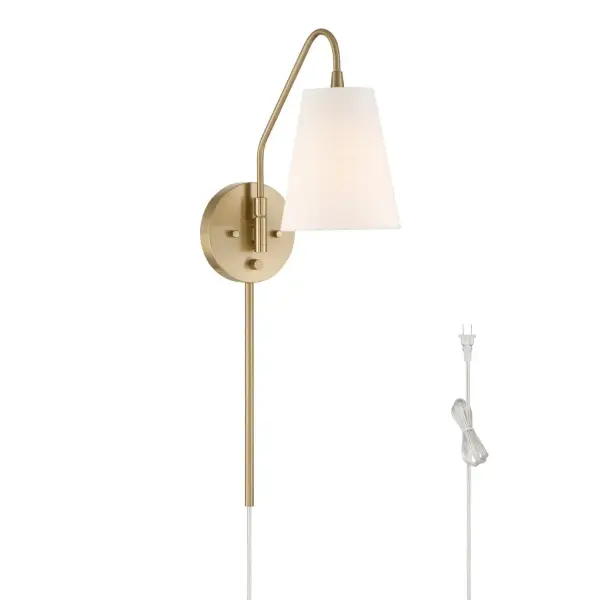 Versatility meets style in the Valley Park 1 Light Large 6 Inch Pin-Up Sconce. Its transitional design blends clean lines with a warm, relaxed feel, making it a perfect fit for modern or classic spaces. The adjustable head offers directed illumination exactly where you need it, while a built-in dimmer switch gives you easy control over brightness. With both plug-in and hardwire installation options, Valley Park adapts to your setup—ideal for bedrooms, reading nooks, or home office lighting that works with you. Rated for Indoor Use Only. Adjustable head lets you direct light where you need it. Built-in dimmer switch for easy light control. Convertible hardwire or plug-in installation. MADE FOR INDOORS: For use in indoor spaces like kitchens bedrooms, living rooms, dining rooms, and entryways. BULBS INCLUDED: LED bulbs with a warm 3000K color temperature, 500 lumens of brightness, high CRI 90 for vivid color, A15 shape, and full dimmability for the perfect ambiance. TRANSITIONAL: The transitional style celebrates natural light and a relaxed feel with smooth, blending details that create warm yet modern spaces with the best of both worlds; elegant, minimal and adaptable. DIRECTED ILLUMINATION: Adjustable head design lets you aim light exactly where you need it, adding flexibility and function to any space. EASY LIGHT CONTROL: Built-in dimmer switch lets you adjust brightness with ease, so you can set the perfect mood any time of day. FLEXIBLE INSTALLATION: Convertible design allows for either hardwire or plug-in installation, giving you more options to fit your space and setup. FITS YOUR WALL: Measures 6 wide by 25.5 high, with an 11.7 wall projection and a 5.5 square backplate—all in inches. WARRANTY: One-year limited warranty backed by the trusted experts at Hunter. - alternate view