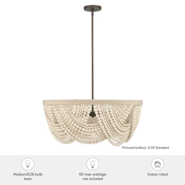 Autumndale 6-Light Wood Bead Chandelier - Image 3