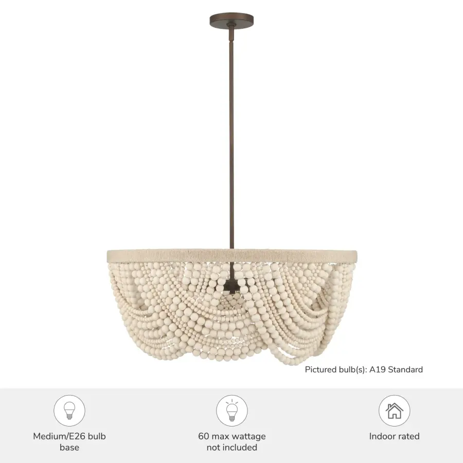 Autumndale 6-Light Wood Bead Chandelier - Image 3